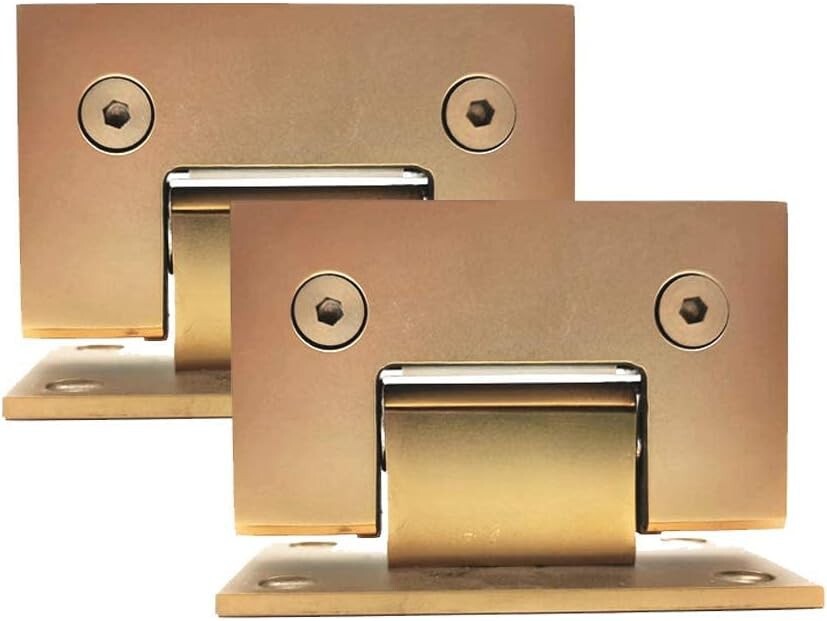 Sturdy 2 Pack Brushed Gold Glass Cabinet Hinges - Heavy-Duty Self-Closing Design