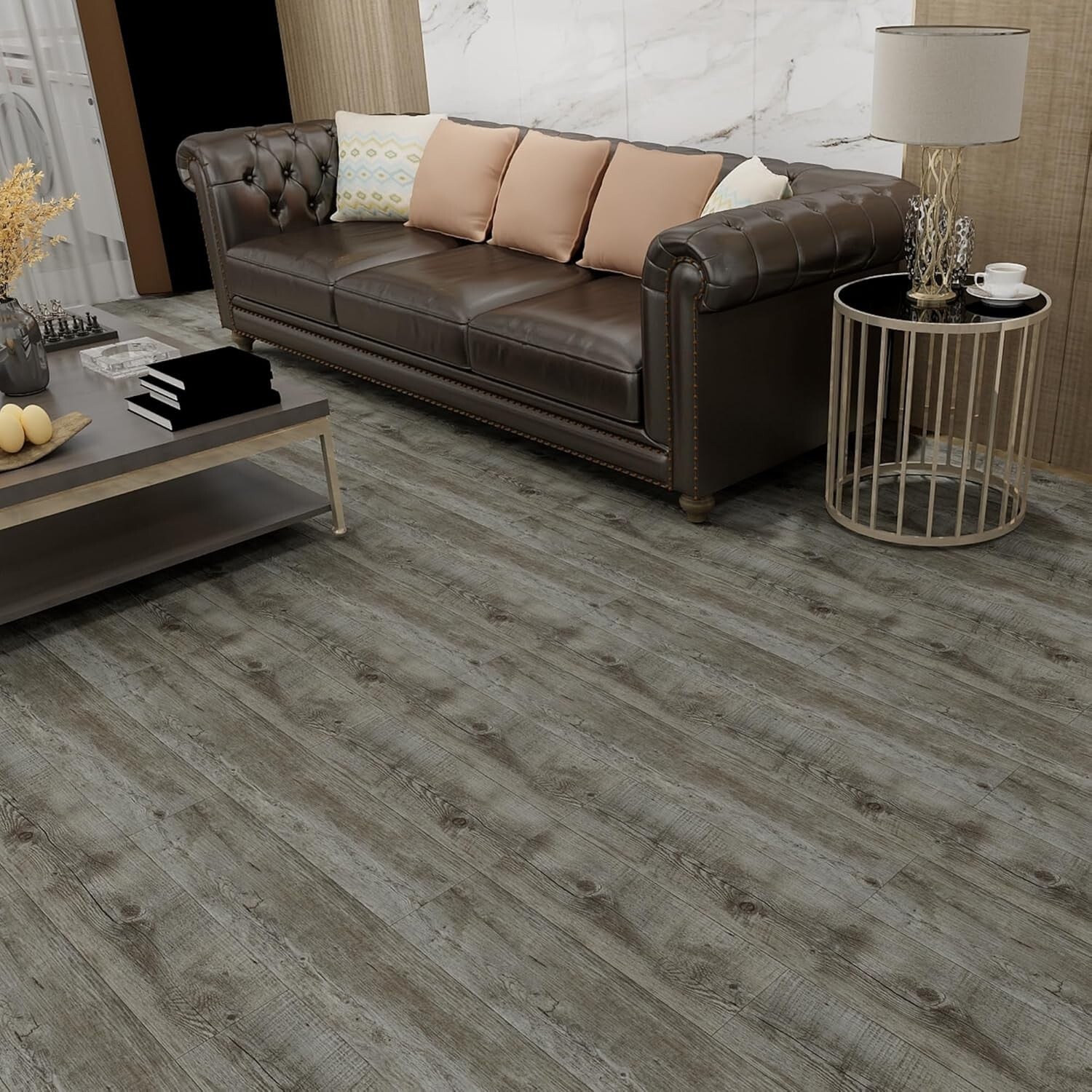 DIY Wood Look Vinyl Flooring Tiles, 36 Pack - Waterproof & Scratch Resistant