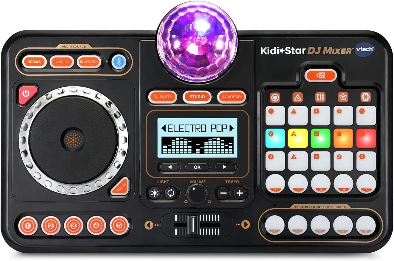 Portable Kidi Star DJ Mixer with Custom Sound Effects & Built-in Speaker
