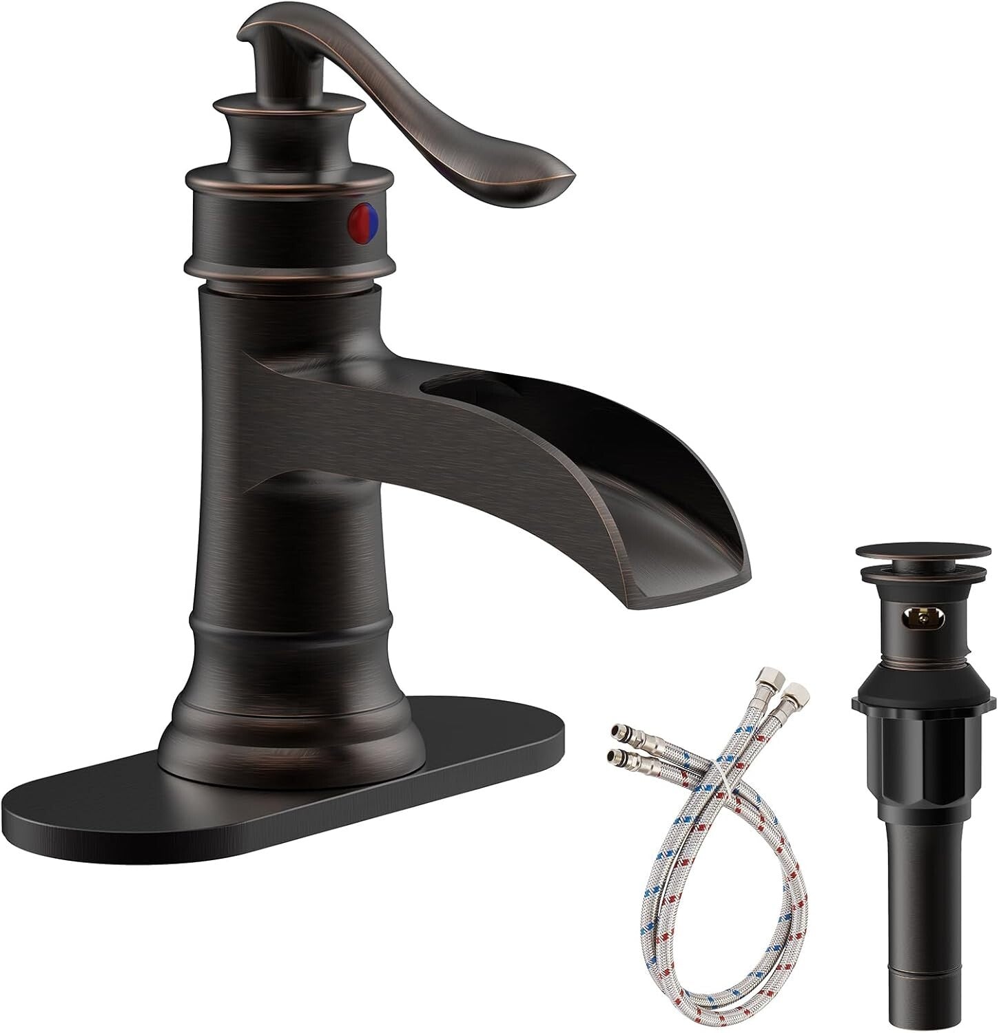 Commercial-Grade Waterfall Faucet with Lever Handle in Oil Rubbed Bronze Finish