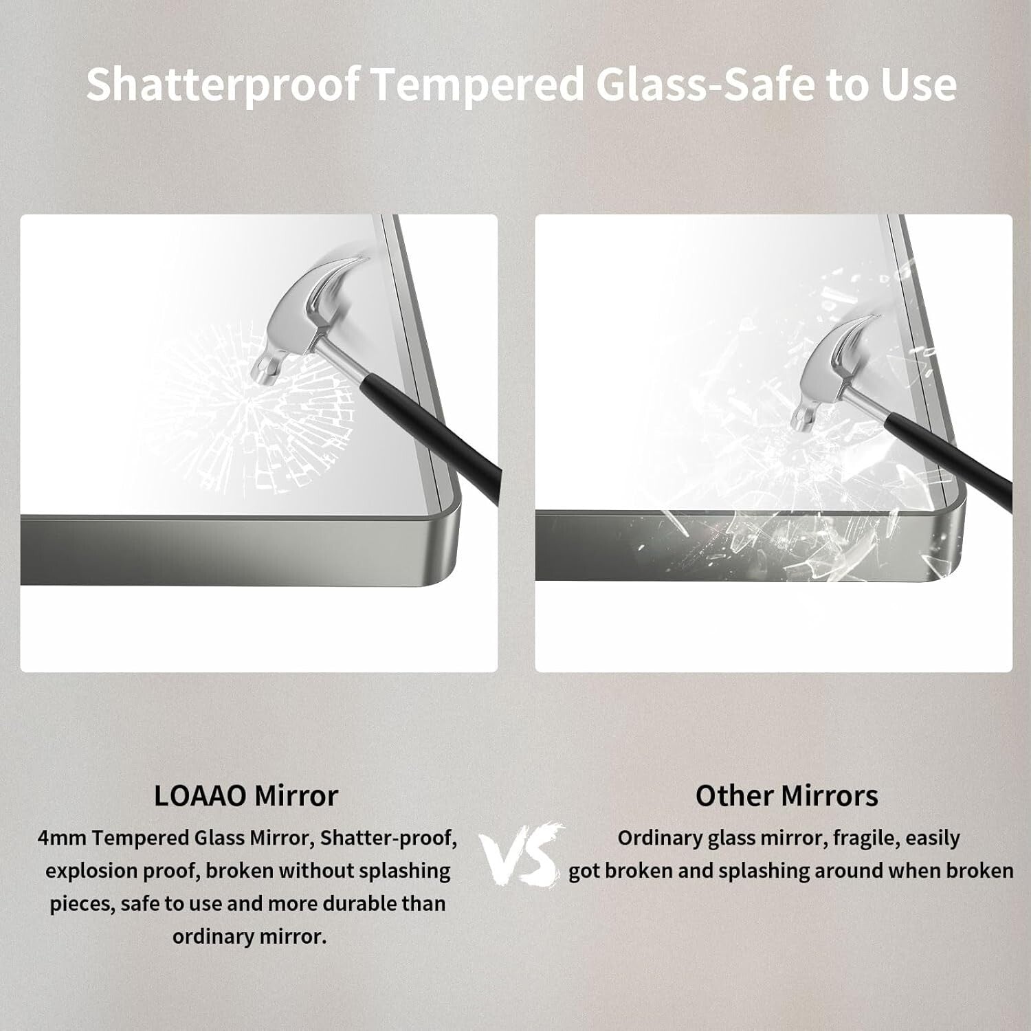 Modern 40"x30" Brushed Nickel Bathroom Mirror - Easy Install & Secure Mounting