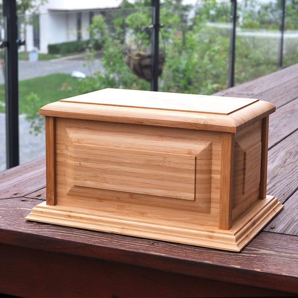 Eco-Friendly Bamboo Urn for Adult Ashes - 200 lbs Capacity, Sliding Opening