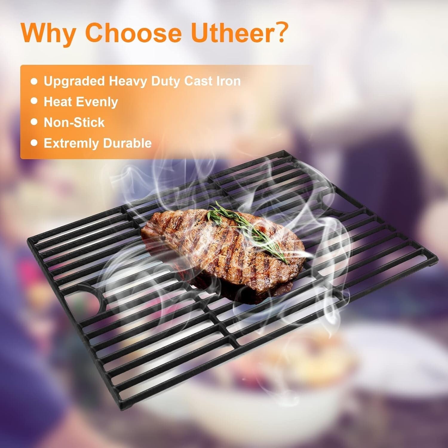 Durable 17-Inch Cast Iron Grill Grates - Perfect for Nexgrill and Kenmore Grills