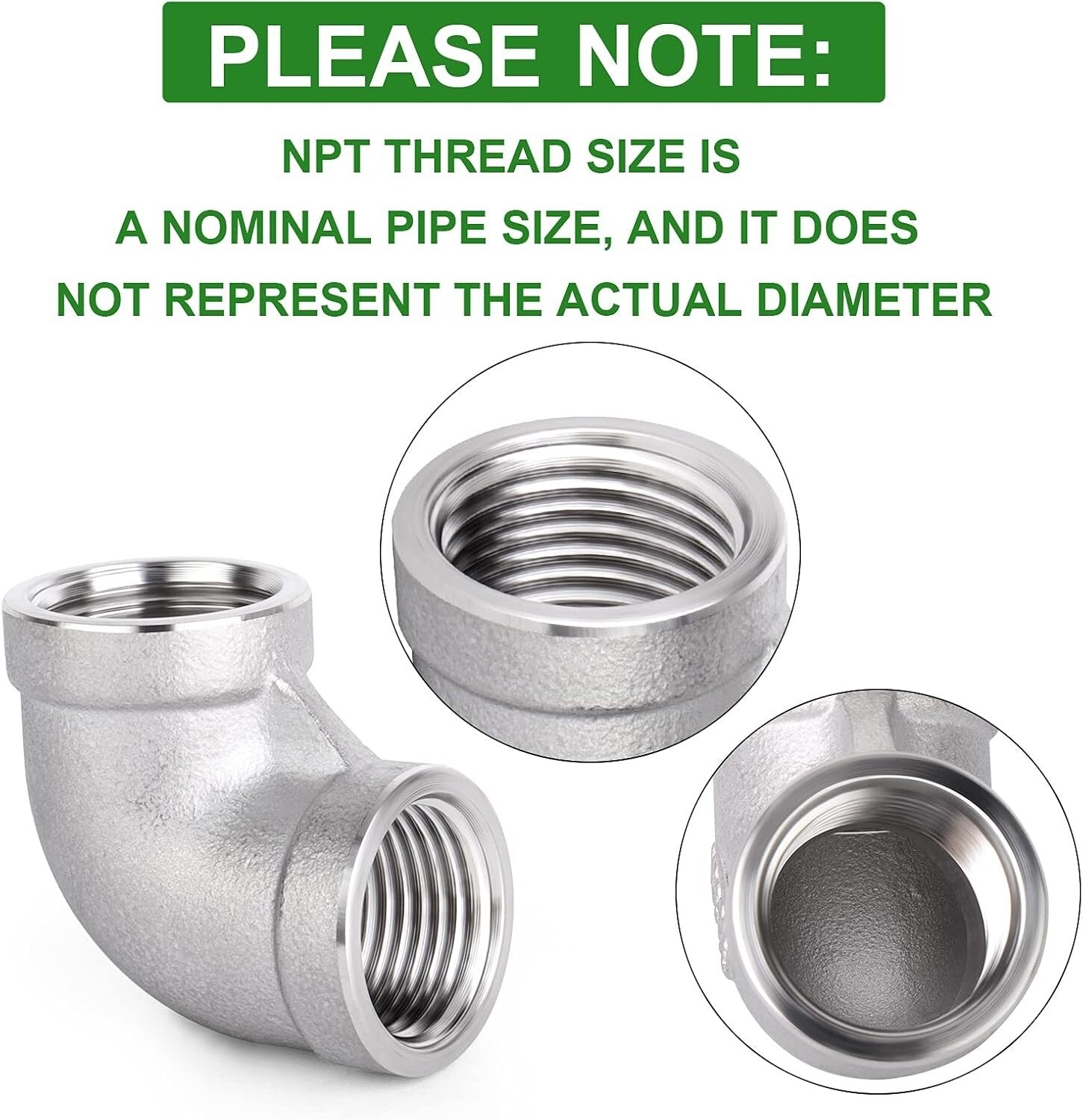 Durable 3" NPT Female 304 Stainless Steel Elbow – Industrial Pipe Connector