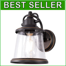 Load image into Gallery viewer, Modern Wall-Mounted Lantern with Seeded Glass - Perfect for Outdoor Spaces