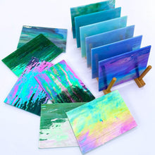 Load image into Gallery viewer, Vibrant 24-Piece Iridescent Stained Glass Pack for Mosaic Crafts - 6x4 Inch