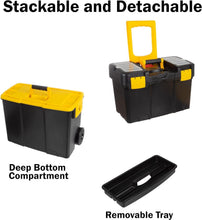 Load image into Gallery viewer, 2-in-1 Stackable Tool Chest with Wheels - Ergonomic Design for Easy Transport