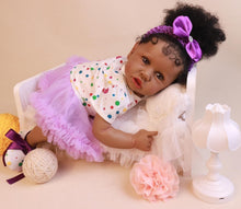 Load image into Gallery viewer, Lifelike 22.8-Inch Reborn Baby Doll - Soft Body African American Girl Toy Gift