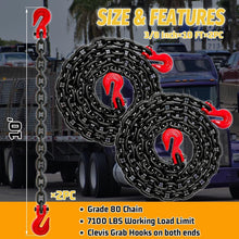 Load image into Gallery viewer, Secure Your Loads with 10ft G80 Transport Chain - 7100 lbs Capacity, Pack of 2
