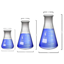 Load image into Gallery viewer, Professional 9-Piece Lab Glassware Set: Beaker, Flask &amp; Graduated Cylinder