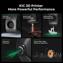 Load image into Gallery viewer, Next-Gen K1C 3D Printer - 600mm/s Speed, AI Monitoring, Carbon Fiber Compatible