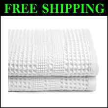 Load image into Gallery viewer, Set of 2 Classic Waffle Bath Towels - 100% Cotton Quick Dry &amp; Super Absorbent