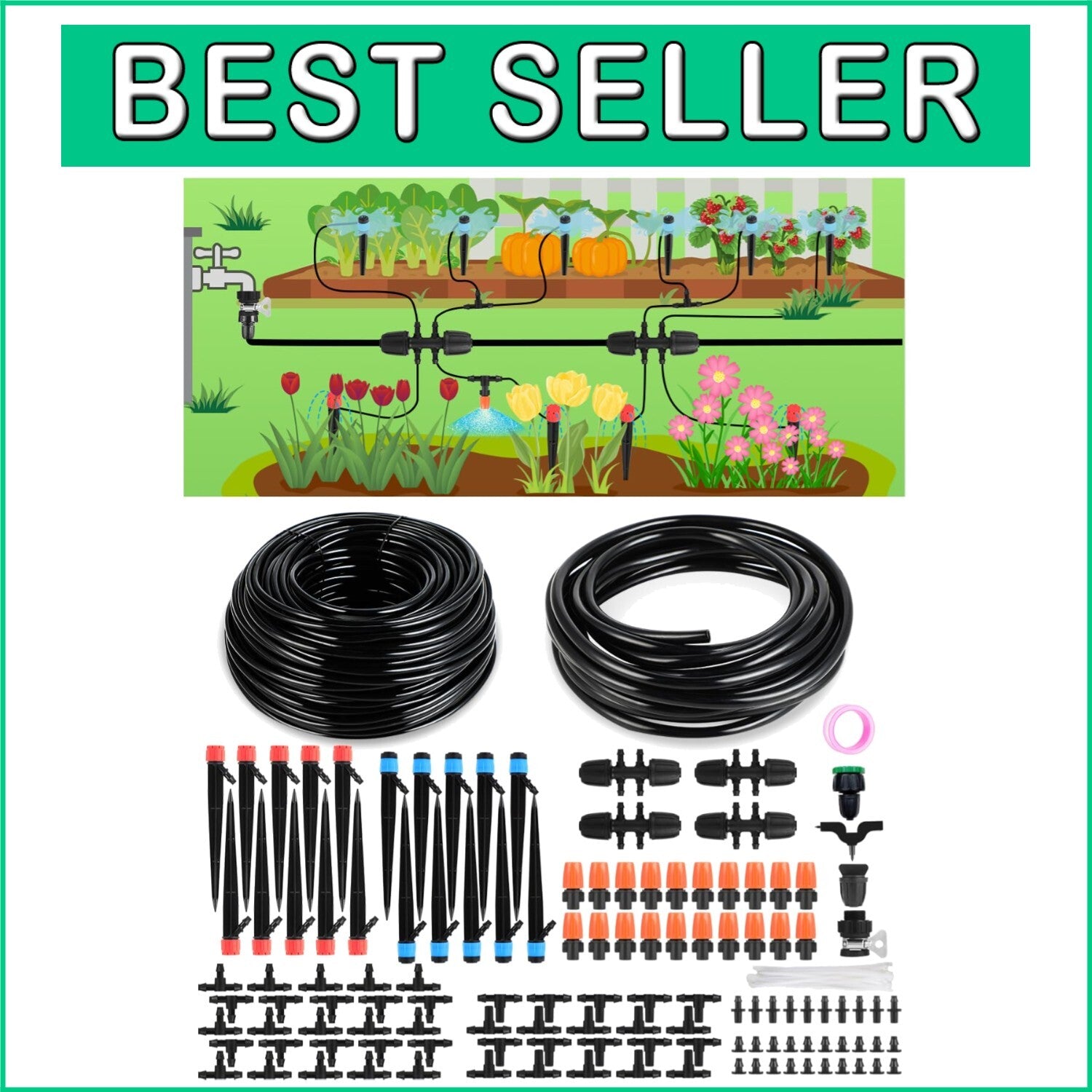 Flexible Modular 230FT Drip Irrigation & Misting System for Garden & Hydroponics