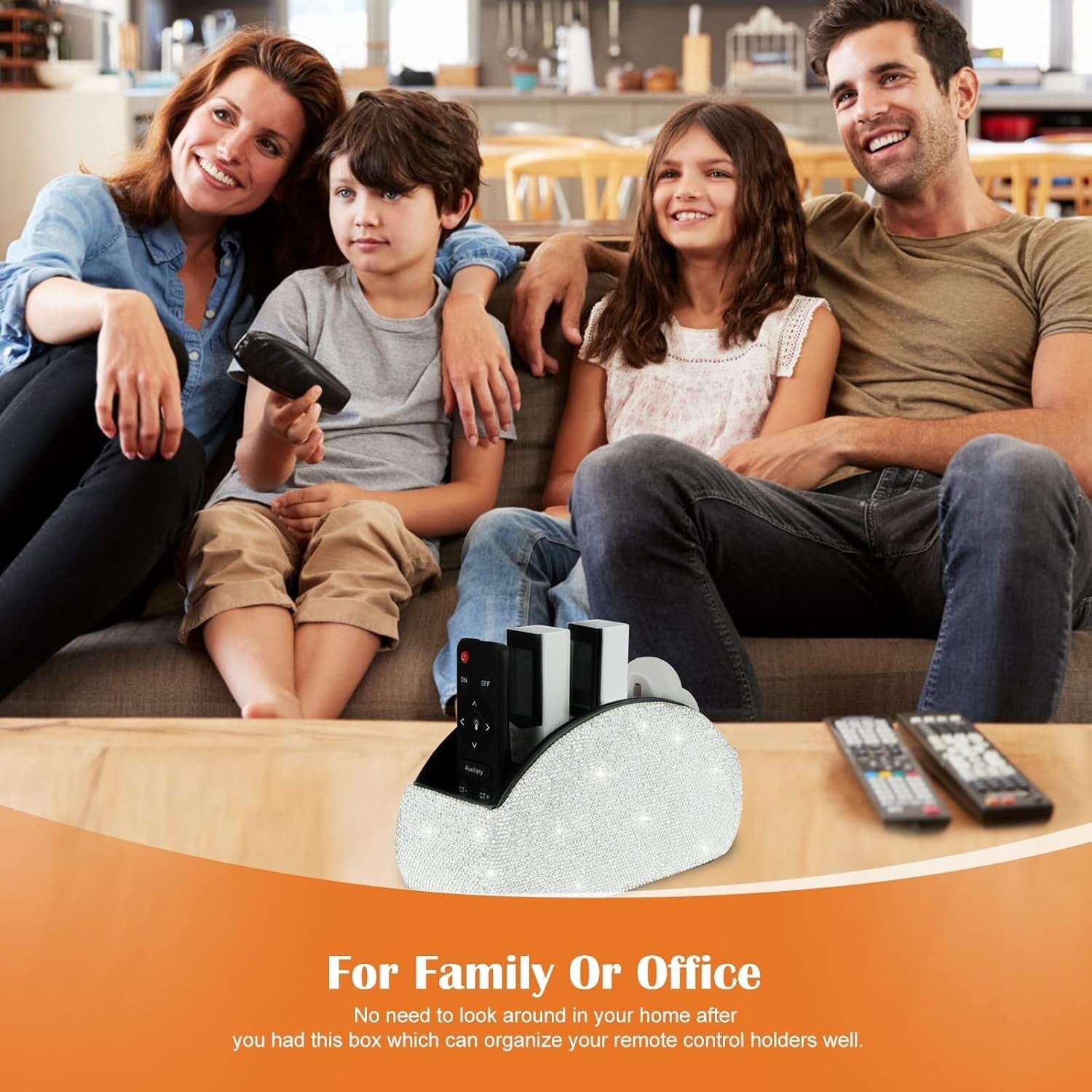 Elegant 5-Compartment Leather Organizer - Bling Crystal Luxury for Desk Storage