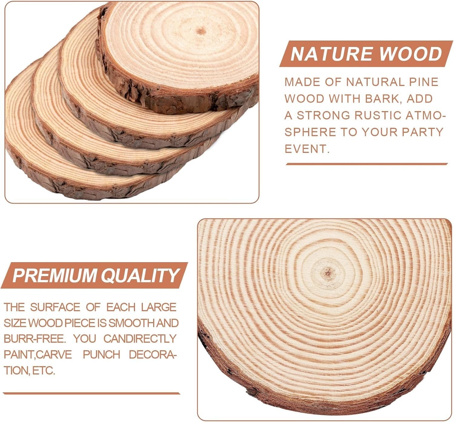 DIY Craft Wood Slices 9-10'' - Natural Pine Rounds for Home & Event Decor