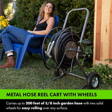 Load image into Gallery viewer, Garden-Ready Heavy-Duty Hose Cart with Wheels - Store 200' of Hose Effortlessly