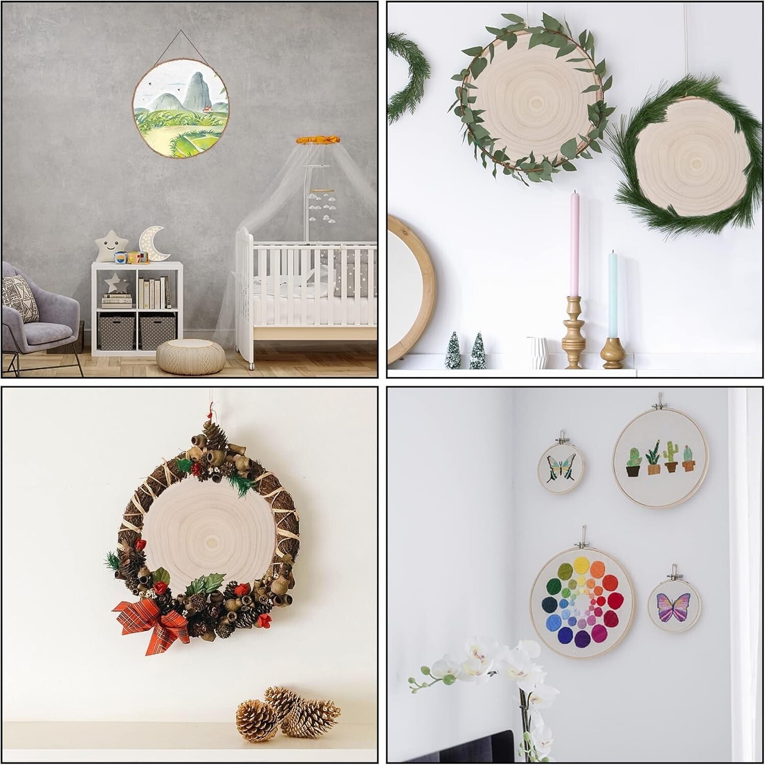 Artisan Crafted Natural Wood Slices for Table Centerpieces - 4 Pack 12.5-14 Inch