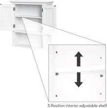 Load image into Gallery viewer, Stylish Wall Mount Storage Cabinet with Open Shelf for Toiletries - White Finish