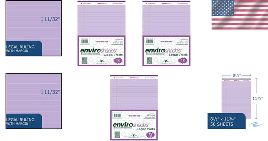 Premium Quality Purple Legal Pads - Case of 72, 50 Sheets, Eco-Conscious Choice