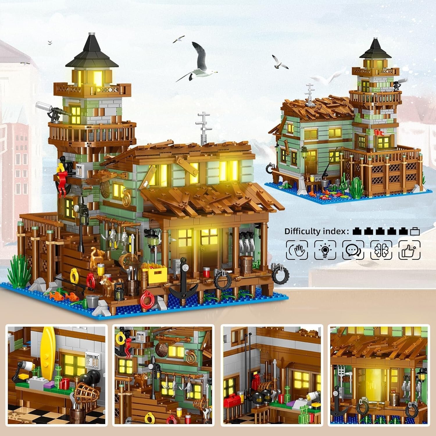 STEM Architecture Building Kit: Fishing Village Store House with 1881 Pieces