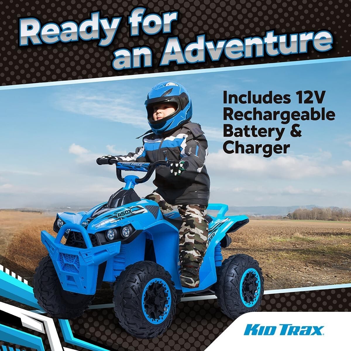 Durable 12V Electric ATV with LED Headlight: Safe Adventure for Kids 3-8