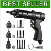 Load image into Gallery viewer, High-Speed Pneumatic Rivet Nut Gun with Self-Locking Heads - 10-32, 8-32, 6-32