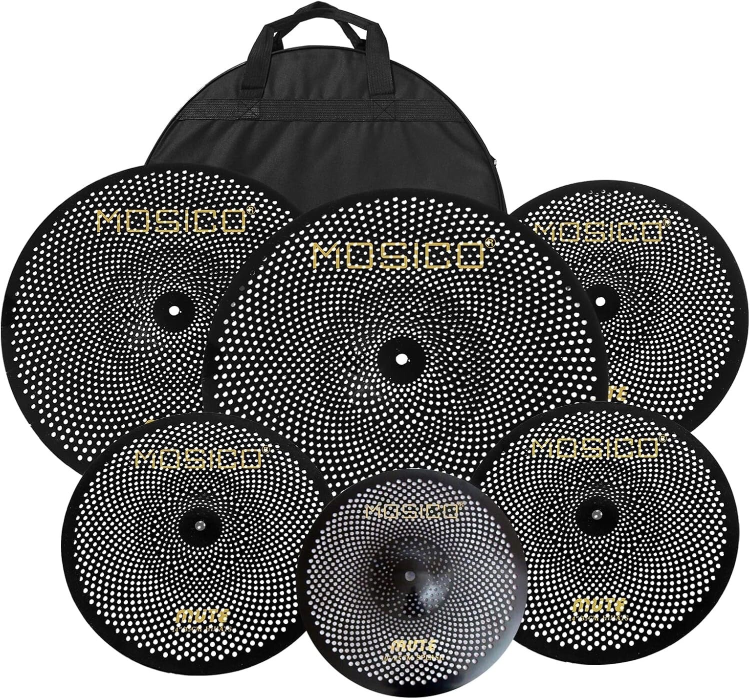 Complete Low Volume Cymbal Set for Drummers: 6 Pieces with Drum Bag Included