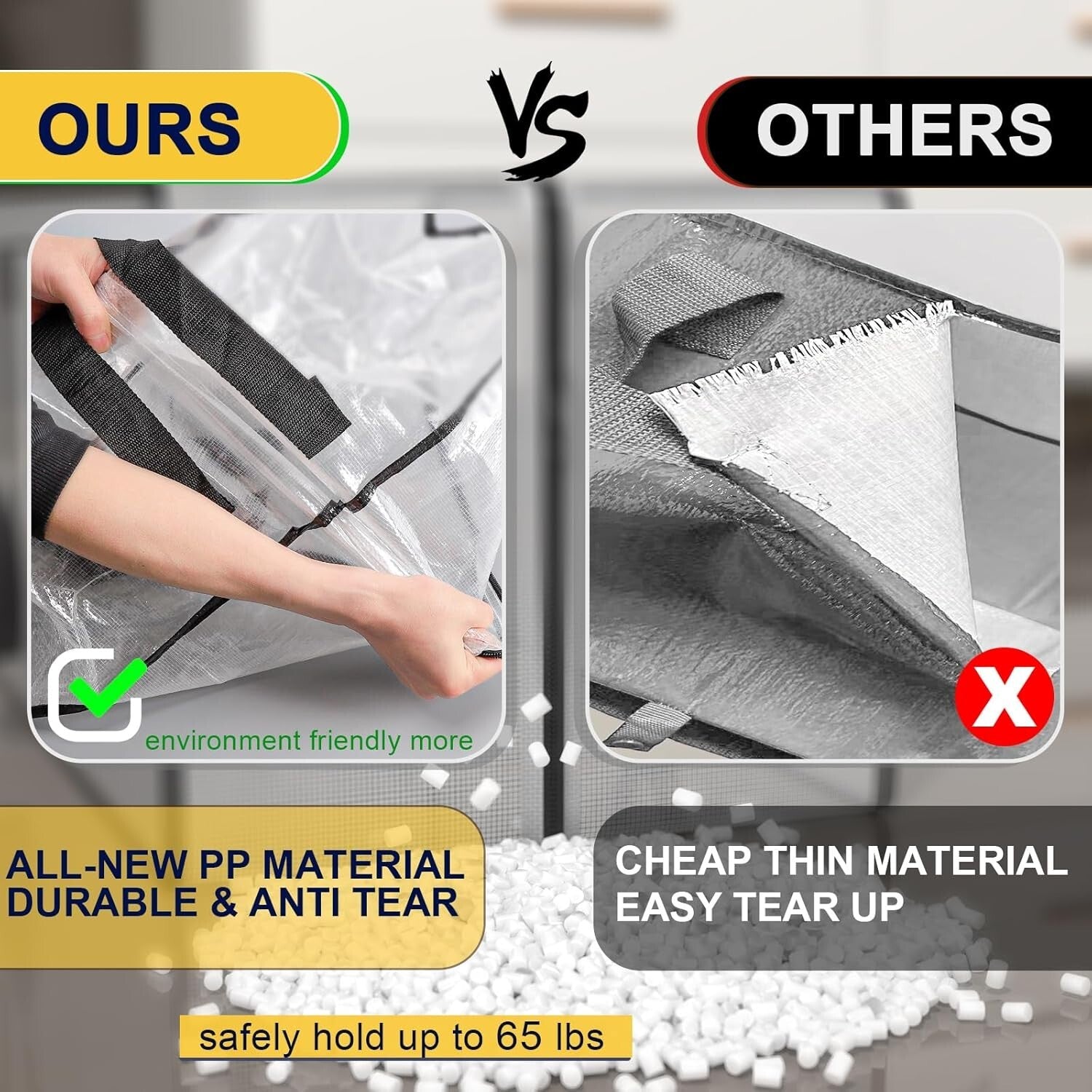 Reinforced Clear Zipper Storage Bags - 2 Pack Extra Large for Home & College Use