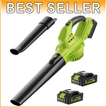 Load image into Gallery viewer, Lightweight 180CFM Electric Leaf Blower with 2 Batteries &amp; Charger, Green
