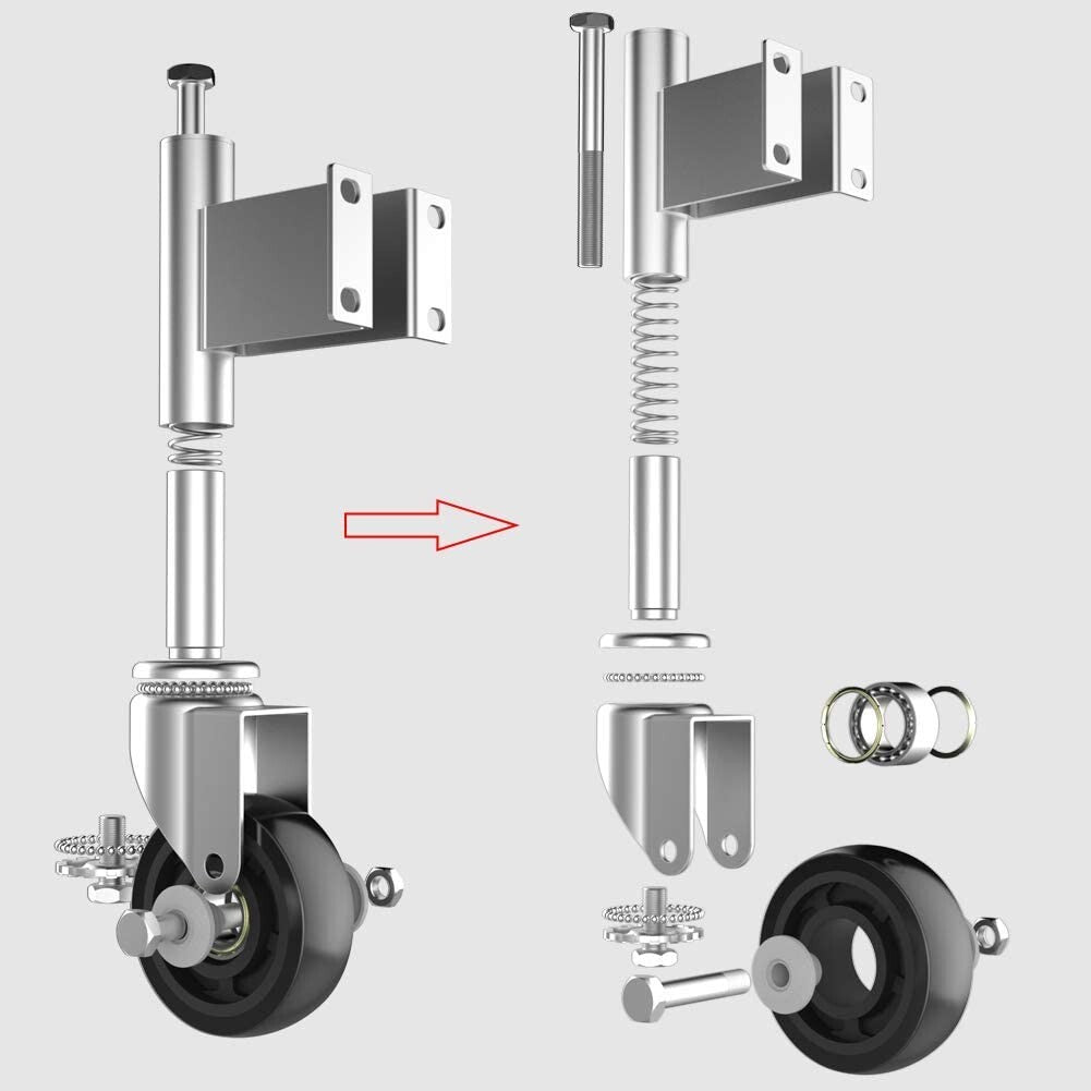 Durable 4” Spring Loaded Gate Casters with Heavy-Duty Hardware Pack Included
