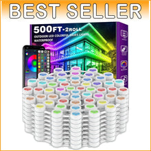 Load image into Gallery viewer, 500FT Premium Outdoor RGB Lights with Bluetooth App &amp; Music Sync - All Seasons
