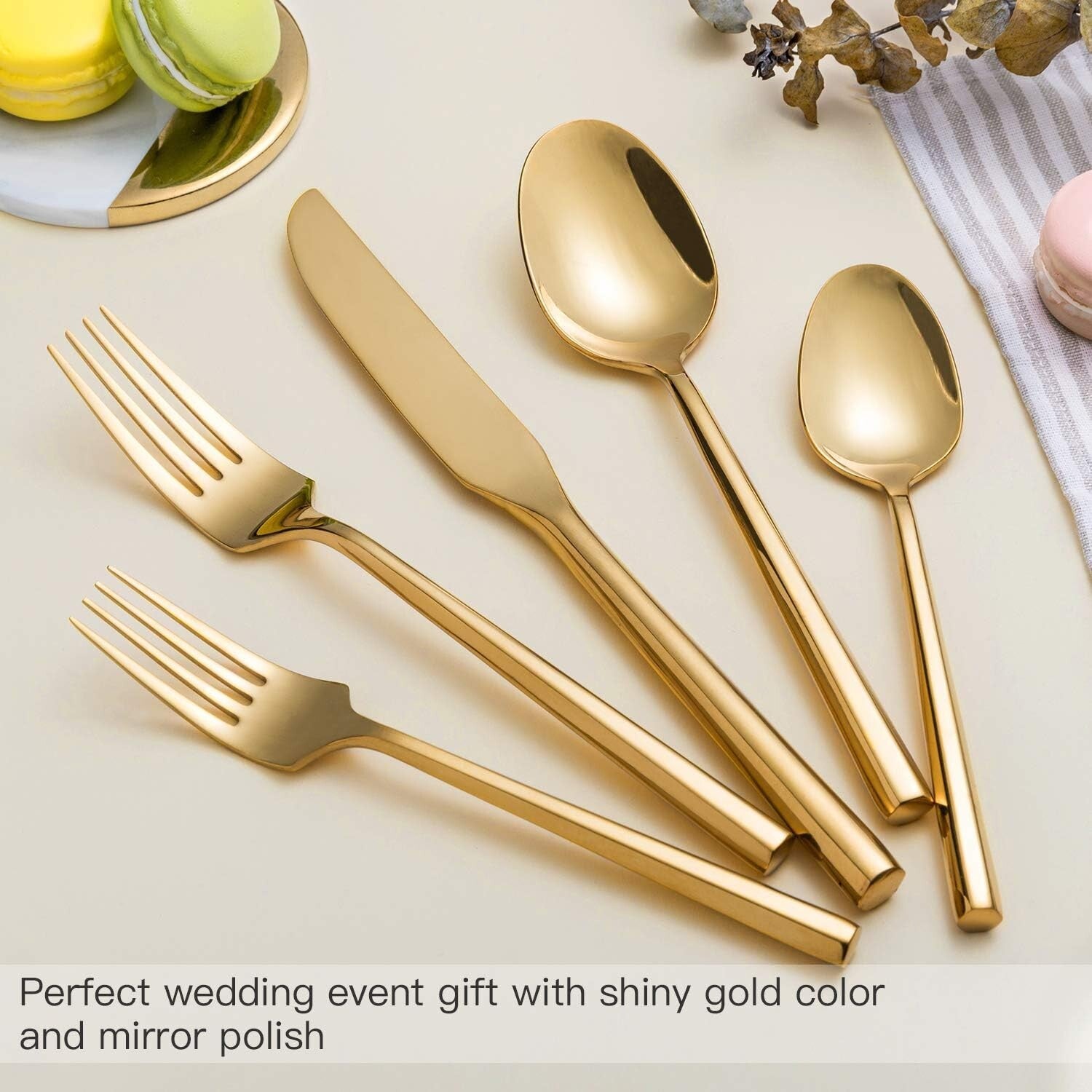 Modern Gold Flatware Set - 40-Piece Stainless Steel Cutlery for Perfect Dining