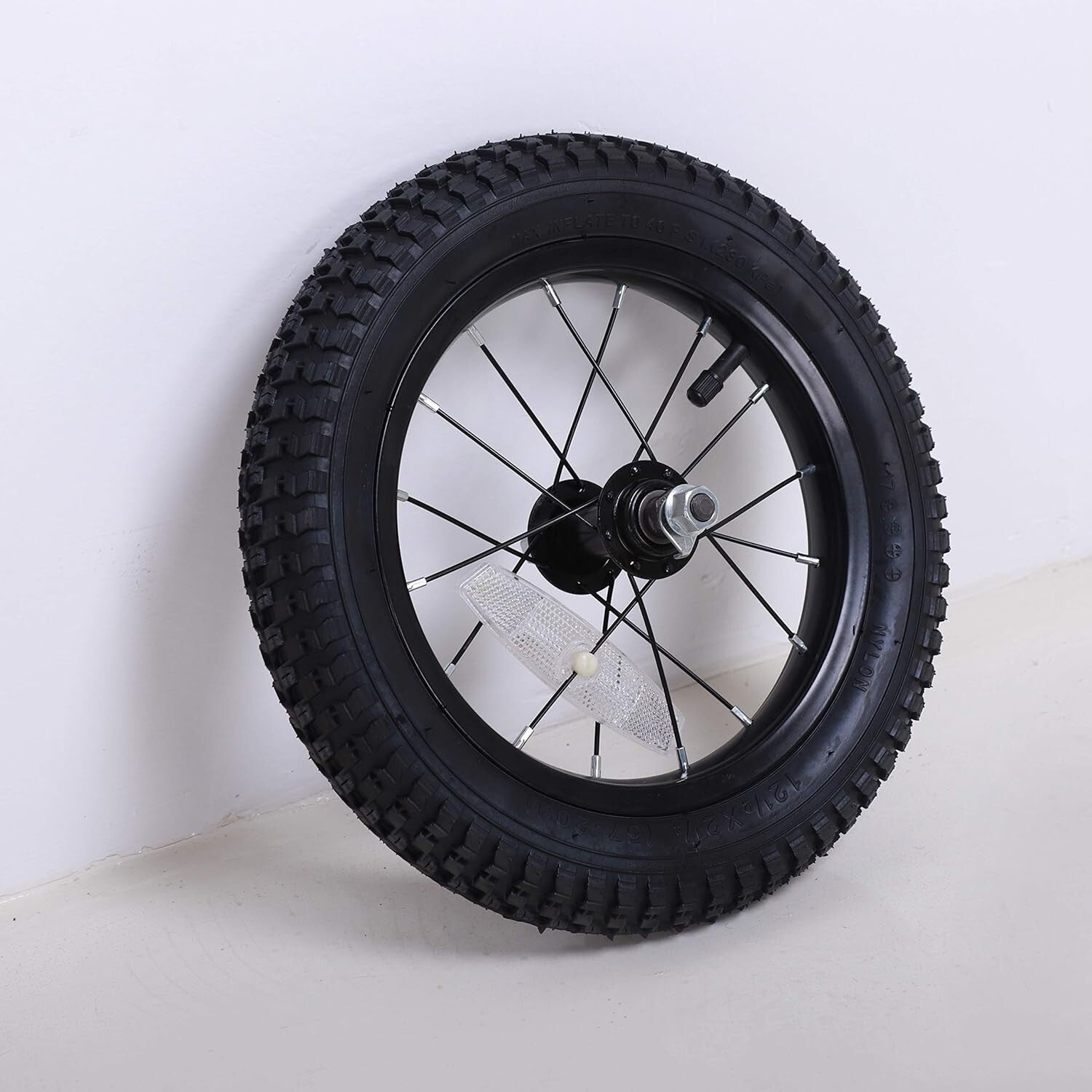 Durable 12 Inch Front Bicycle Wheel for Kids with Black Rubber Tire & Tube