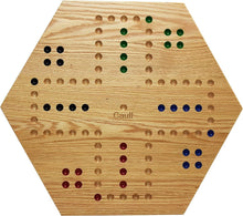 Load image into Gallery viewer, Solid Oak Double-Sided Marble Board Game - Hand-Painted 16" Elegant Design