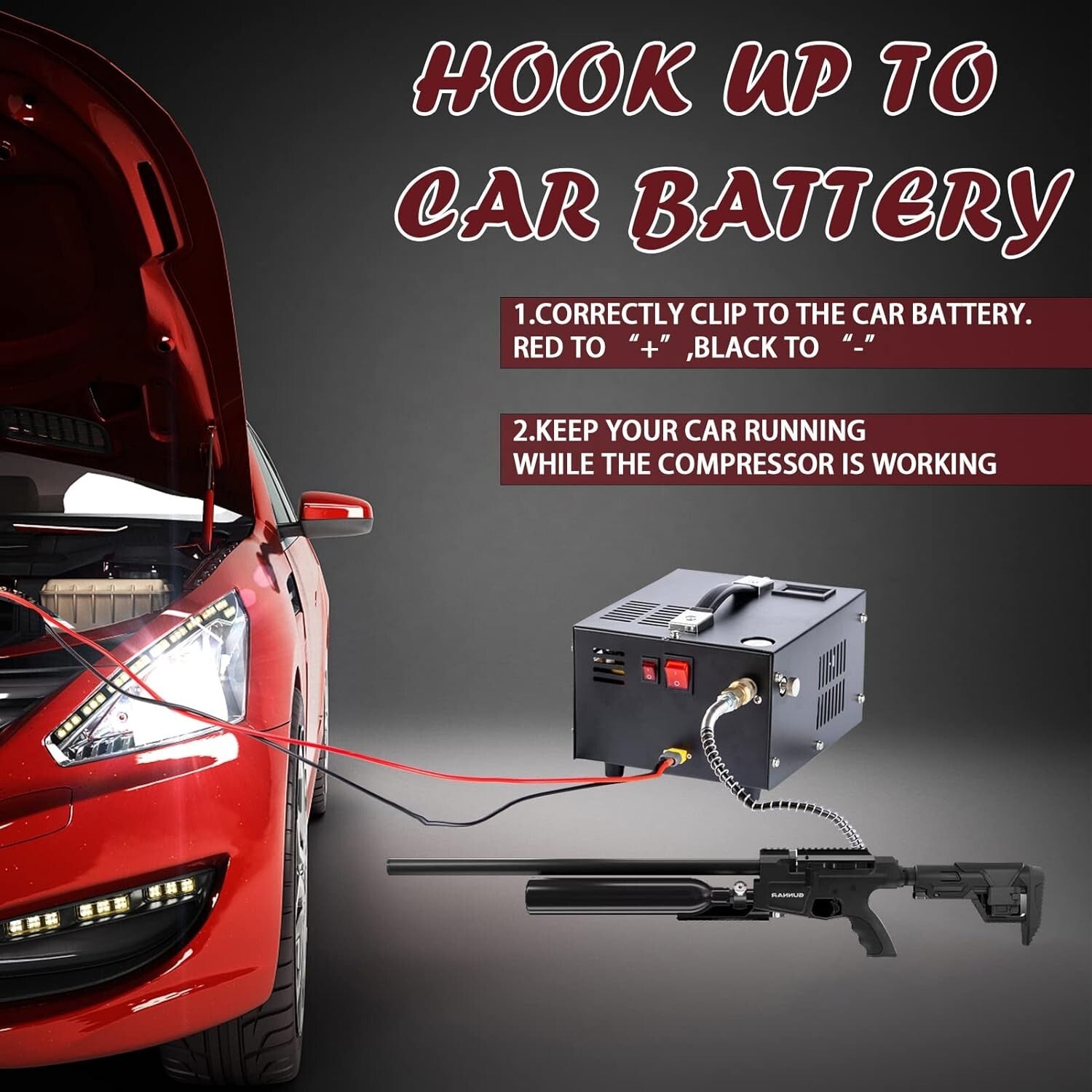 Lightweight 12v/110v High Pressure PCP Air Compressor for Air Guns & Paintball