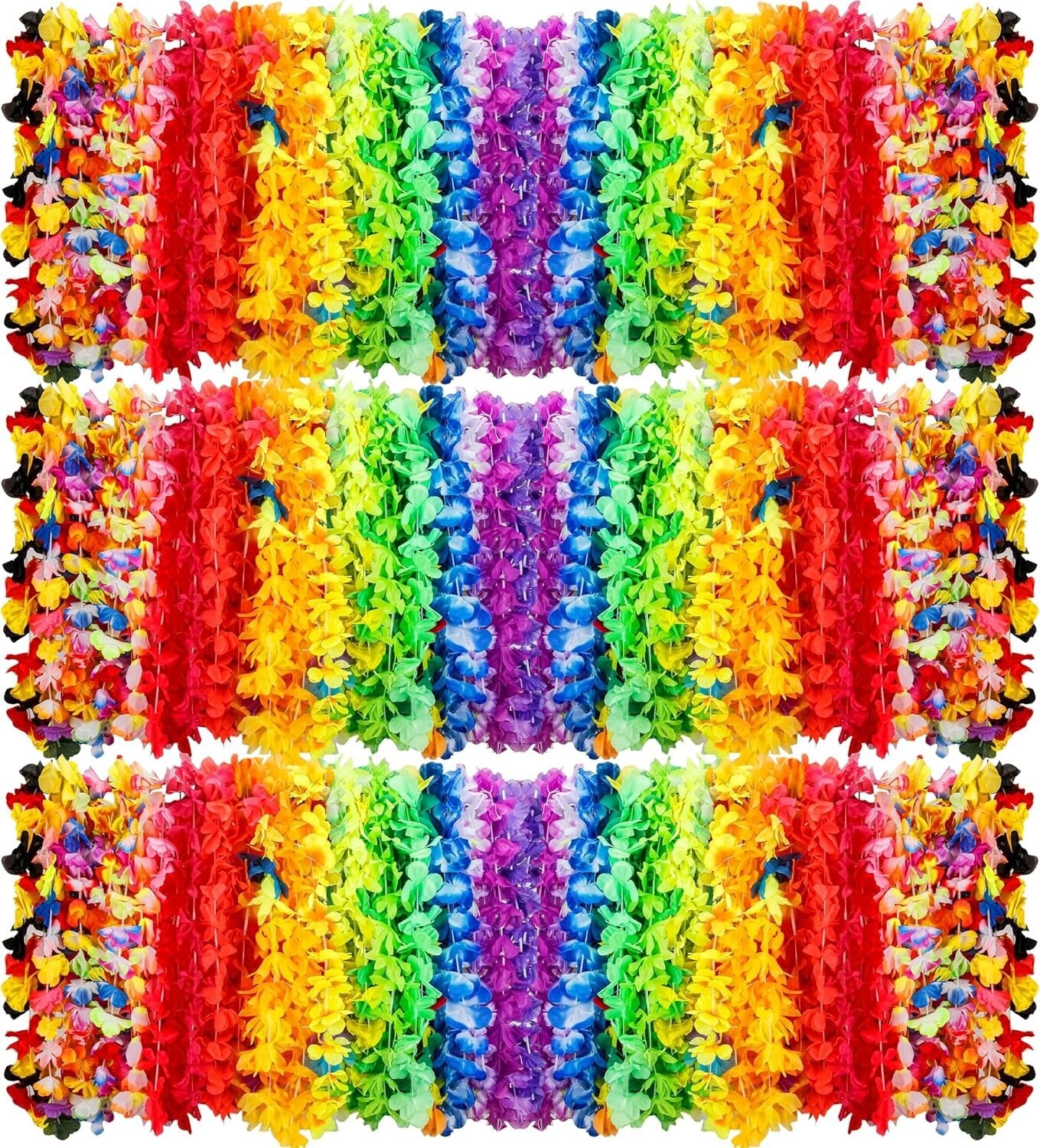 Hawaiian Lei Bulk - Vibrant Silk Flower Necklaces for Tropical Luau Parties