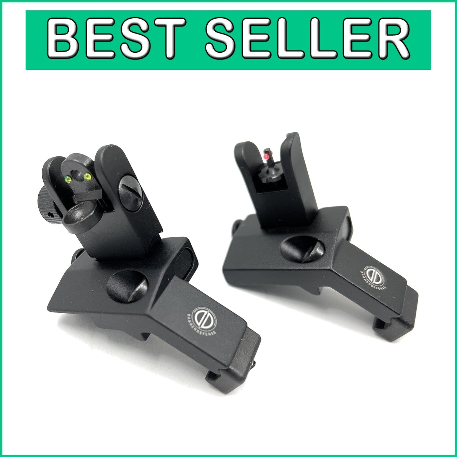 Aluminum Fiber Optic BUIS with Spring-Loaded Flip-Up for Archery Enthusiasts