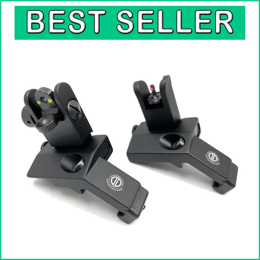 Aluminum Fiber Optic BUIS with Spring-Loaded Flip-Up for Archery Enthusiasts