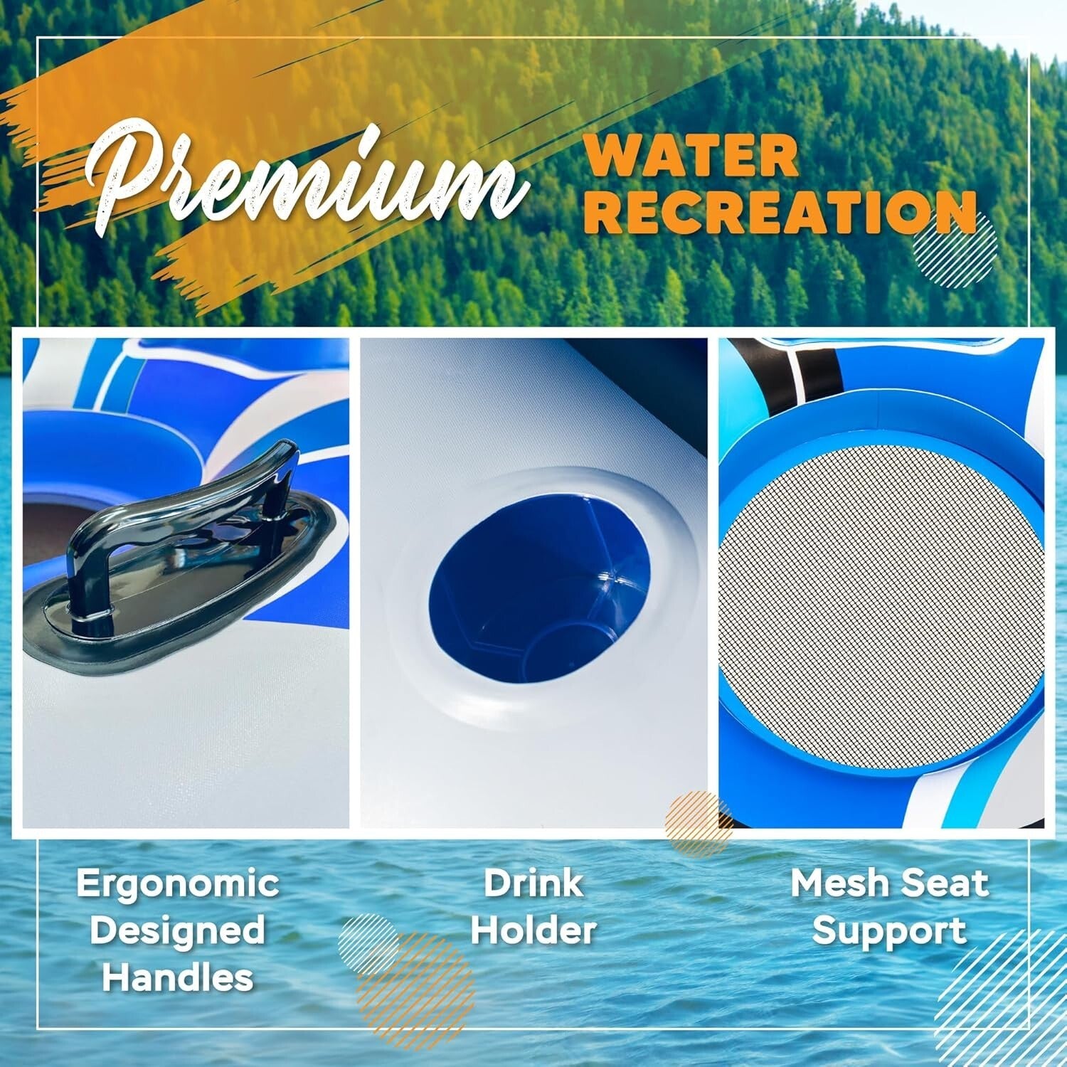 Expandable Comfort: Double Inflatable River Raft with Cooler & Sunshade Canopy