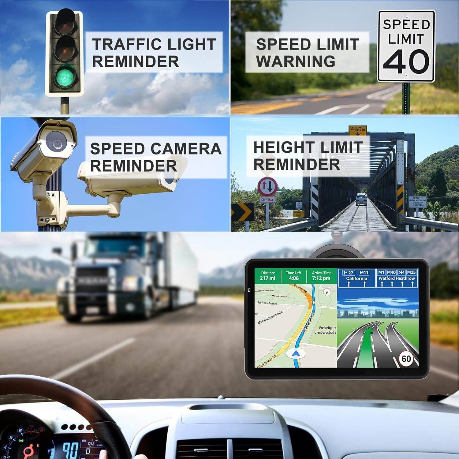 2024 7-Inch Touchscreen GPS Navigation for Truck - Voice Alerts & Lifetime Maps