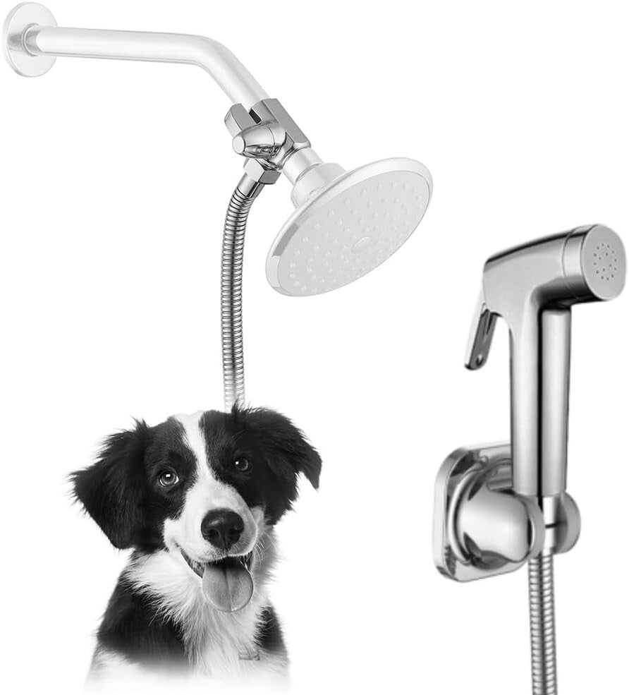 Premium Pet Shower Kit - 8ft Flex Hose & High-Pressure Spray for Easy Grooming