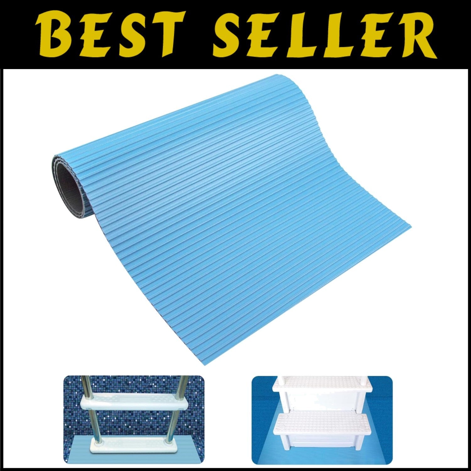 Versatile 36" x 36" Anti-Slip Pool Step Mat | Durable Protection for Ladders