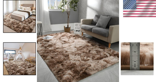 5x7 Tie-Dye Shag Area Rug: Super Soft Fluffy Carpet for Modern Living Rooms
