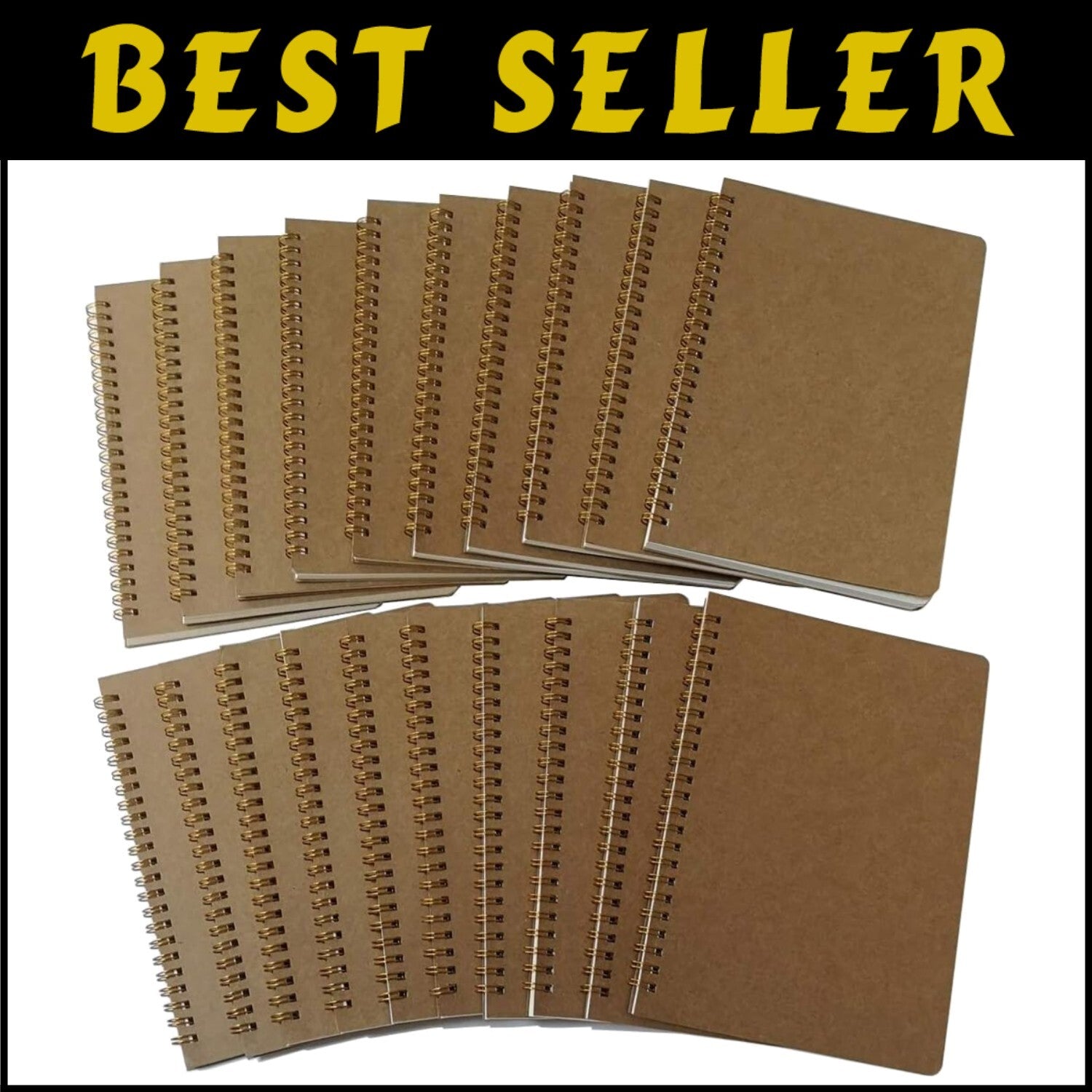 20 Pack A5 Spiral Notebooks - Softcover, Blank Pages, Durable Kraft Cover