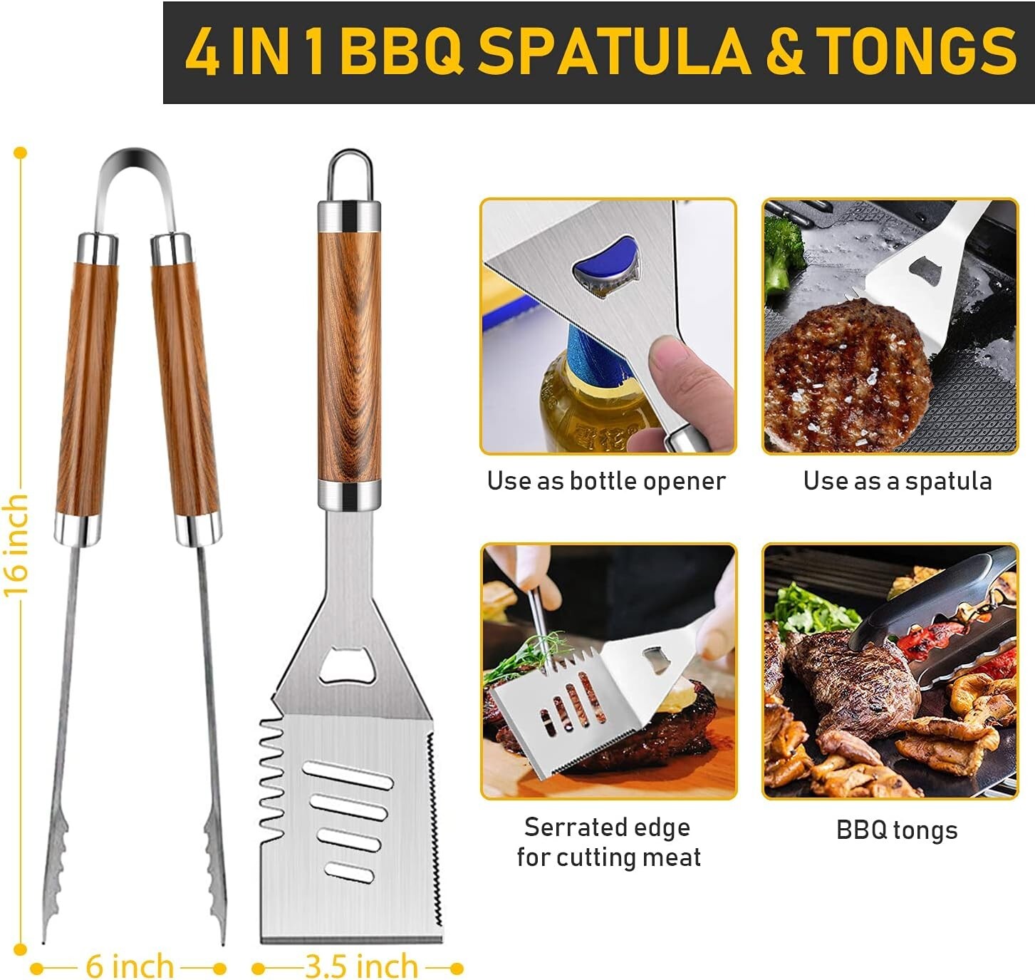 34-Piece Premium Stainless Steel BBQ Accessory Set with Thermometer & Mats