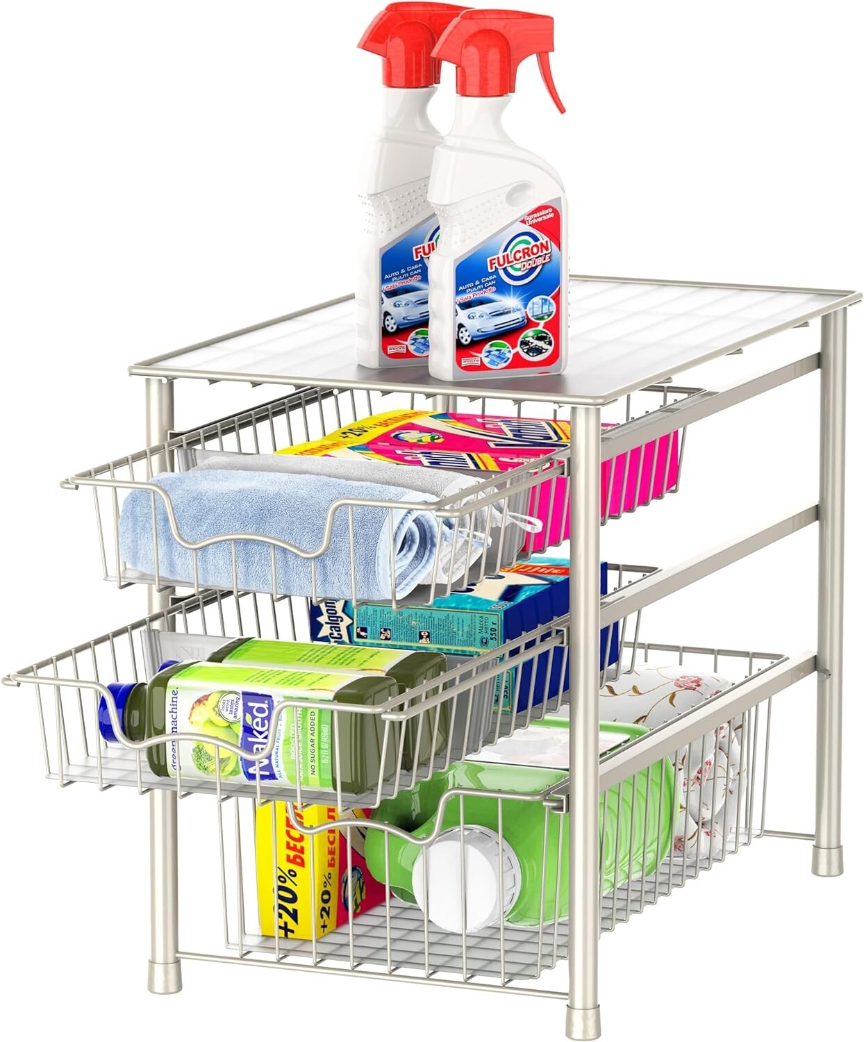 Stylish White 3-Tier Sliding Basket Drawer – Perfect for Maximizing Small Areas