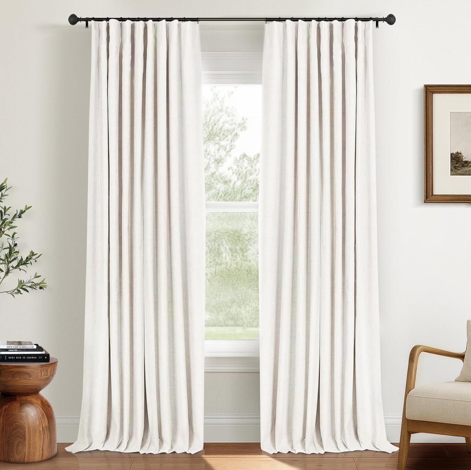 100% Blackout Curtains for Bedroom - 80 Inch Beige Thermal Insulated Drapes