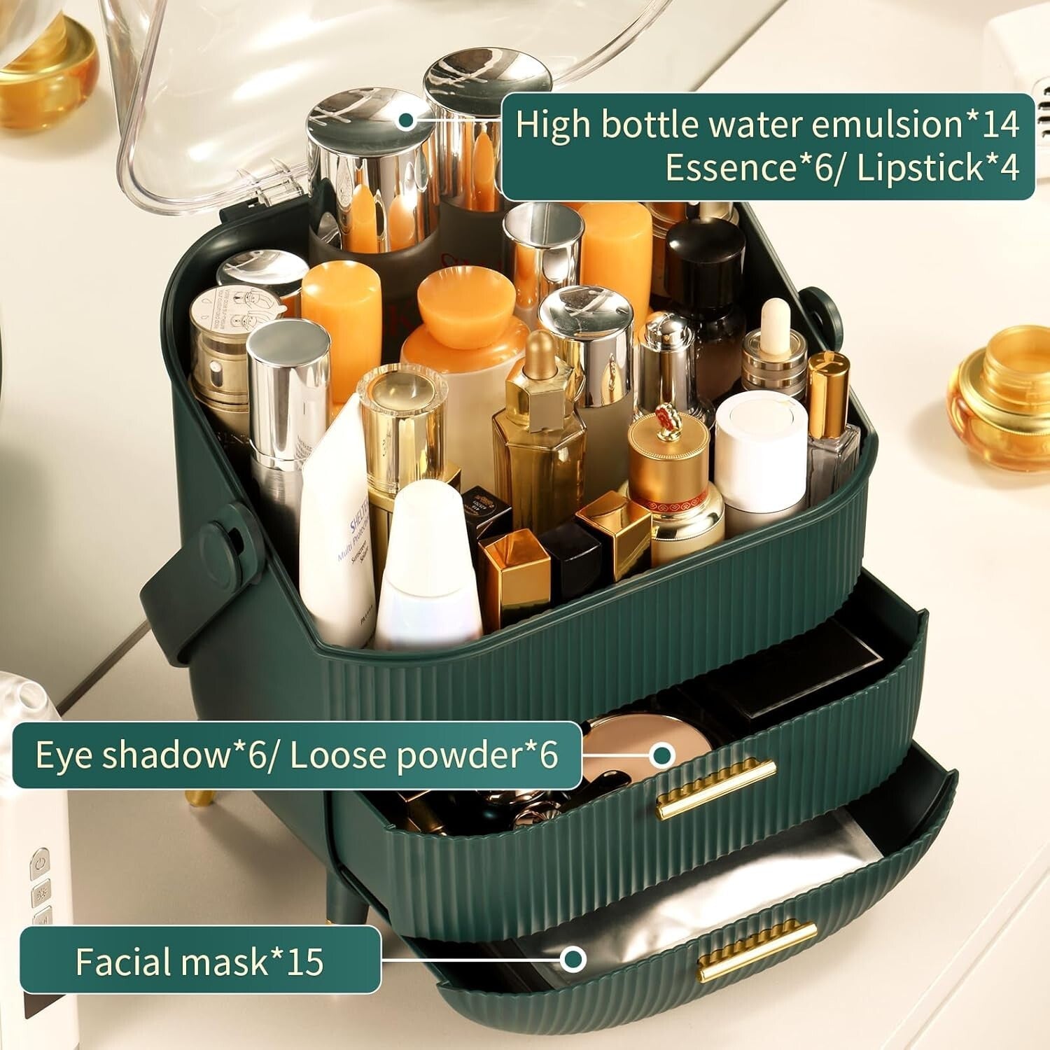 Stylish Oval Makeup Organizer with Non-Slip Feet - Ideal for Bathroom Counters