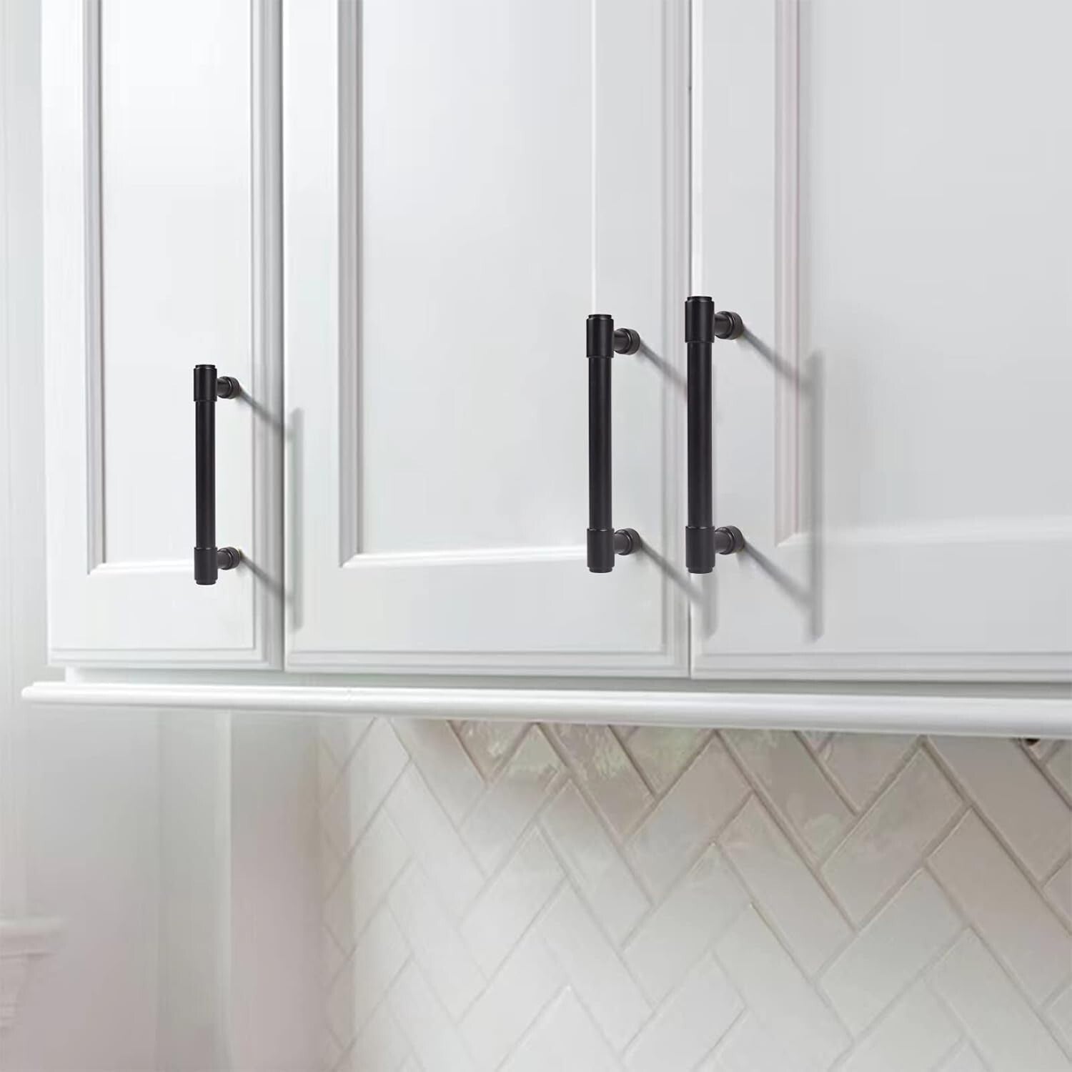 Stylish 10-Pack Matte Black Cabinet Handles - 3.5 Inch Center for Versatile Use