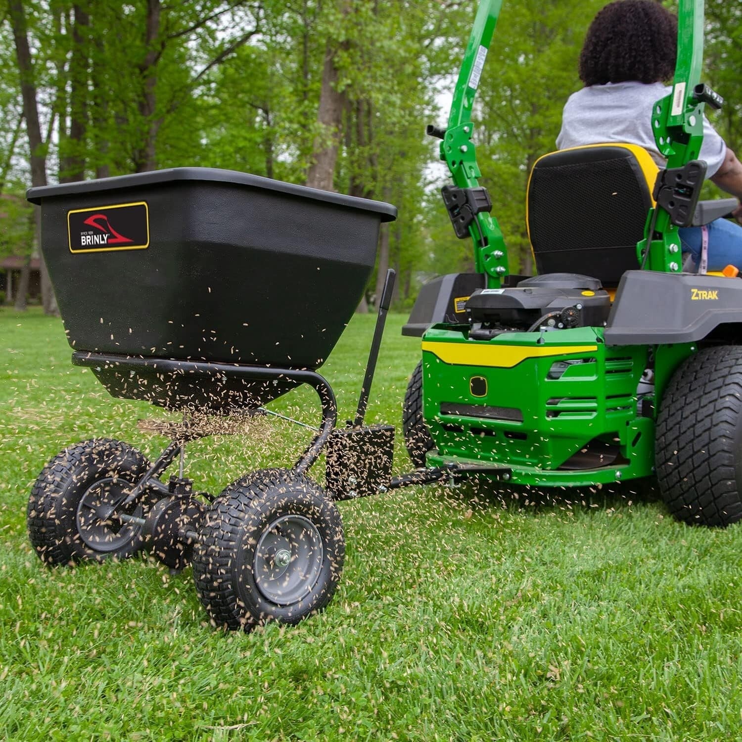 Tow Behind Broadcast Spreader - 175 lb Capacity with Universal Hitch & Autoflow